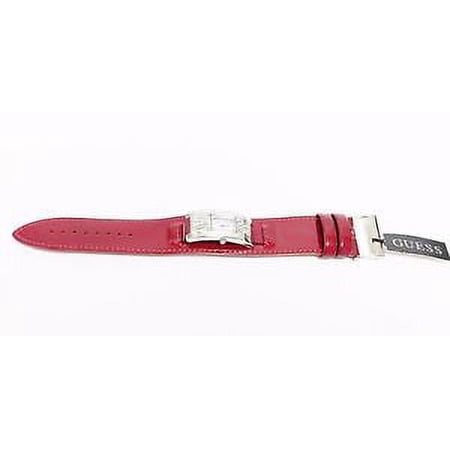 GUESS Autograph Silver Tone Red Patent Shiny Leather Band Cuff Watch W80055L8