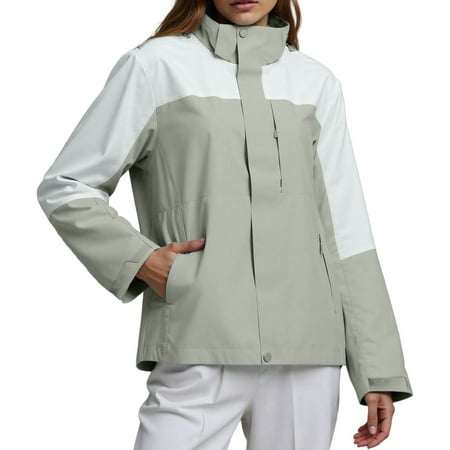 Arlun Unisex Lightweight Windproof Breathable Outdoor Jackets Oversized Soft Warm Zipper up Stylish Color Block Coat Hoodies for Couples Everyday Wear Light Green M