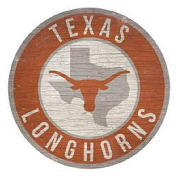 Texas Longhorns Sign Wood 12 Inch Round State Design