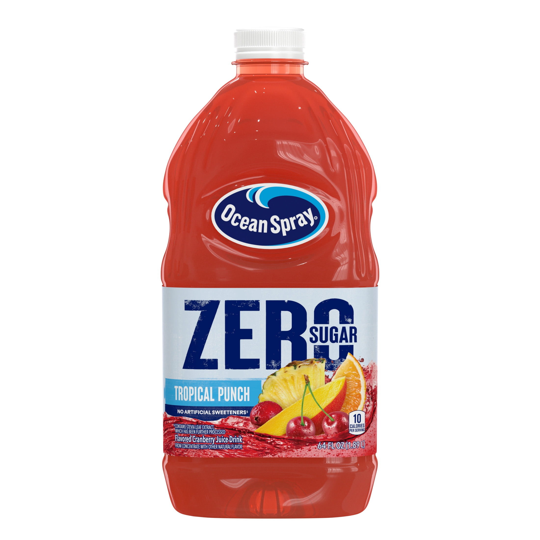 (8 pack) Ocean Spray® ZERO Sugar Tropical Punch Juice Drink, 64 Fl Oz Bottle