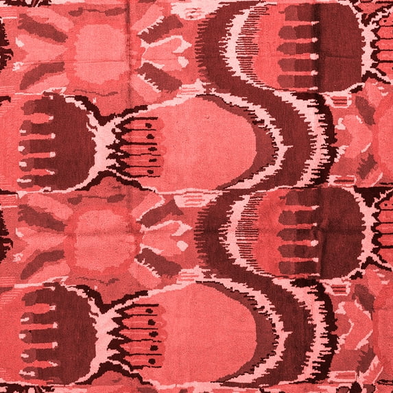Ahgly Company Machine Washable Indoor Square Abstract Red Modern Area Rugs, 8' Square
