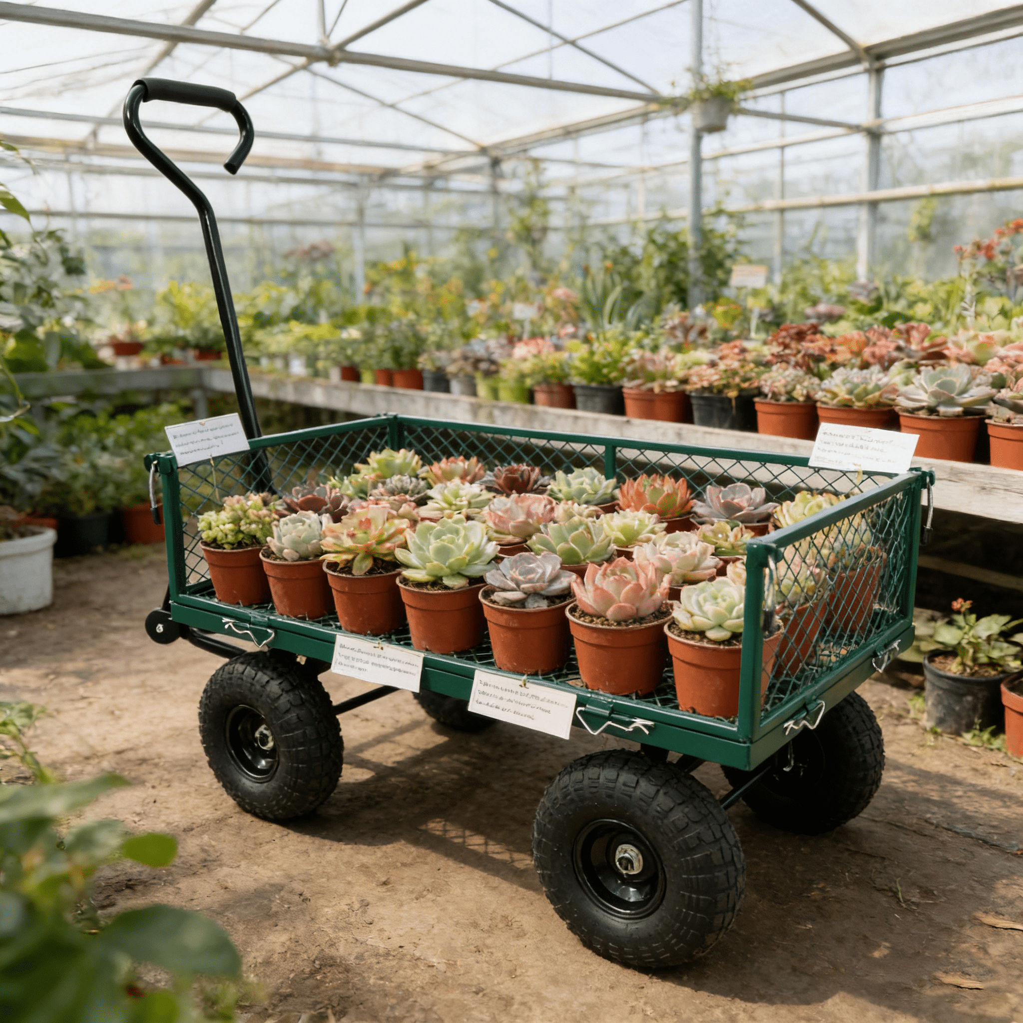 550lbs Foldable Garden Wagon Cart, Green Utility Truck with 10" Pneumatic Tires, 4-Side Removable Mesh & 180° Rotating Handle, Heavy-Duty Steel Frame for Firewood Plants Soil Transport