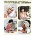 thumbnail image 4 of Double Layer Satin Hair Bonnet with Tie Band, Reversible Silk Sleep Cap, Soft Breathable Night Hair Wrap for Curly Natural Hair Daily Hair Care, 4 of 8