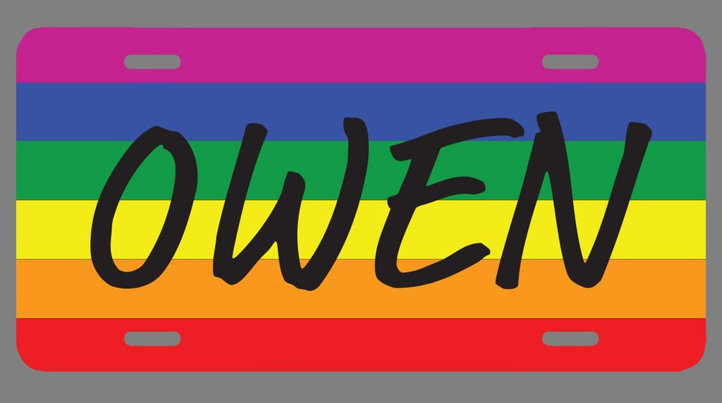 Owen Name Pride Flag Style License Plate Tag Vanity Novelty Metal | UV Printed Metal | 6-Inches ...