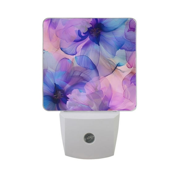 Beautiful Spring Flowers Night Light 2 Pack LED Nightlight Plug into Wall Dusk to Dawn Sensor Soft White