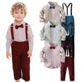 thumbnail image 2 of XinLfly Baby Boys Suit Set Formal Dress Shirt with Bow Tie, Suspender and Pants Kids Boys Gentleman Clothes,Red,6-7T, 2 of 6