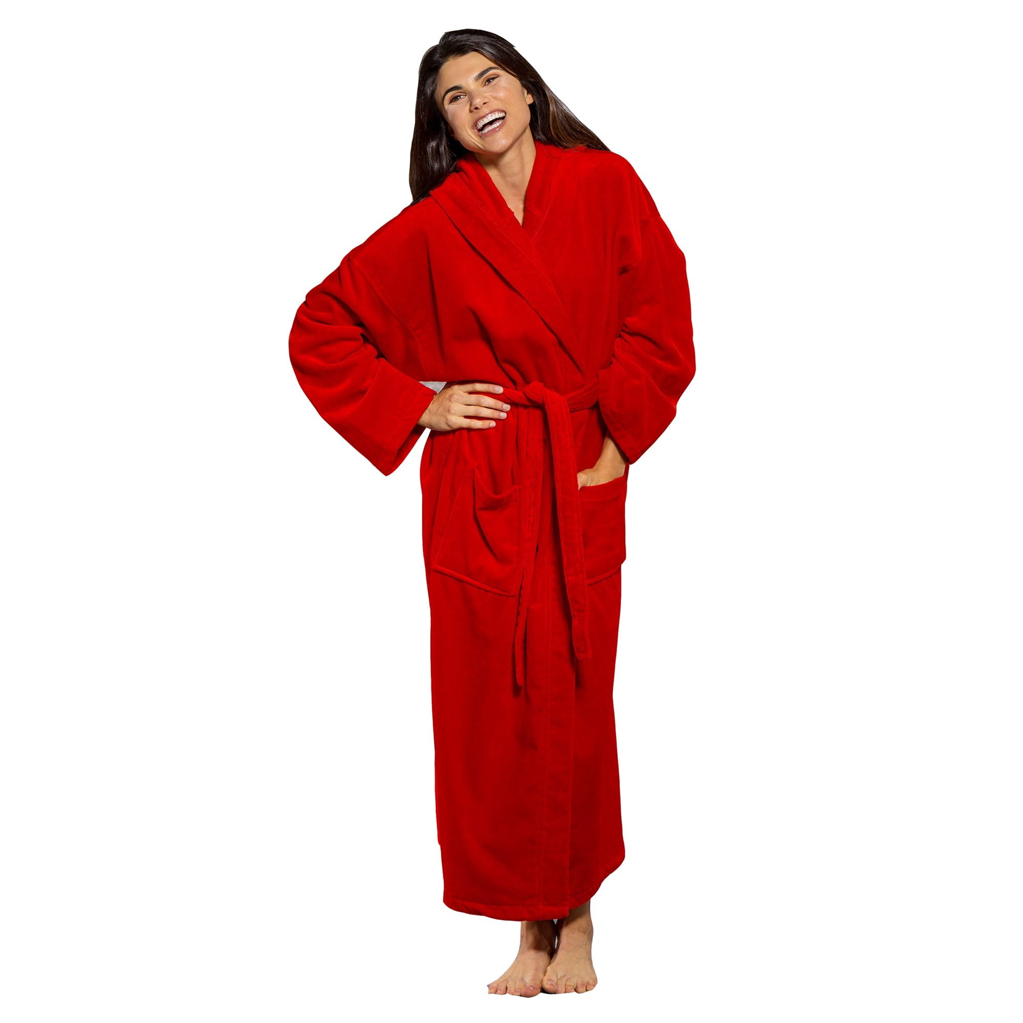 Premium Spa Style Womens Hooded Bathrobe. Long Sleeves, 48 inch Length ...
