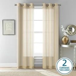 Ensemble de 2 panneaux de rideaux transparents Mainstays Windowpane, Blanc, 38" L x 84" H