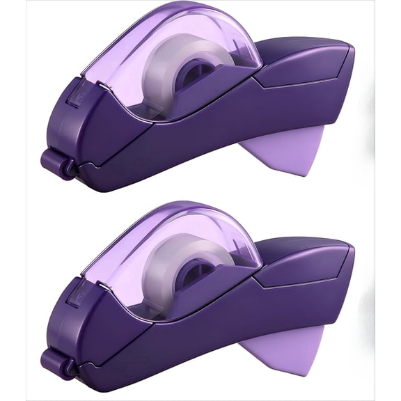 2 Pack Automatic Tape Dispenser, All Inclusive Handheld Packaging Tape Dispenser Gun for Gift Wrapping, DIY Projects, Easy to Cut & Safe, Purple
