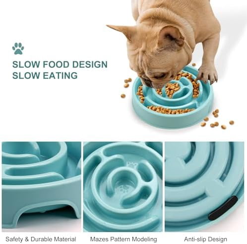 Slow Feeder Dog Bowls Puzzle Dog Bowl with Anti-Slip Slow Feeder & Non-Slip Design, Boredom and Anxiety Reducer Suitable for All Breed Dogs and Cat