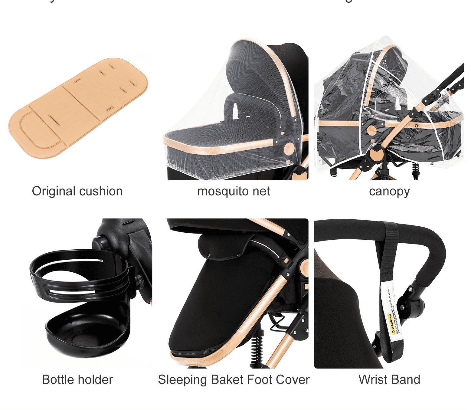Baby Stroller High Landscape Pram & Lightweight Pushchair Travel Systems with Reversible Bassinet for Newborns and Toddlers,Unisex(Black)