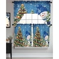 thumbnail image 3 of Blue Snowman Christmas Kitchen Curtains Swag Valance and Tier Curtains Set 24 Inch Length, Xmas Tree Ball Snowflake Winter Rod Pocket Drape Panels Pair Swag Curtains for Bathroom/Cafe/Window, 3 of 6