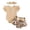H409-Khaki, variant on NOLDARES Infant Newborn Baby Girl Romper Jumpsuit 3 Piece Set Clothes Ruffle Sleeve Shorts Headband Summer Bow(Khaki,3-6 M)