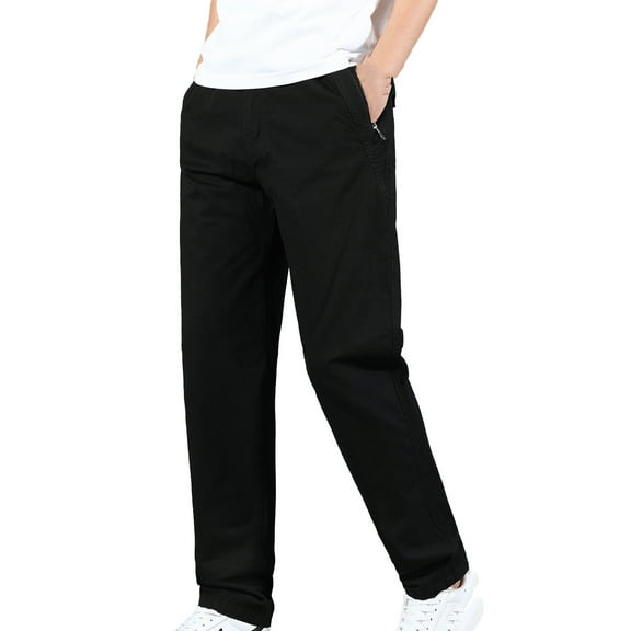 KAUOD Cotton Casual Pants Business Work Pants Men's Large Size Multi Buckle Belt Sports Pants Middle Loose Straight Pants