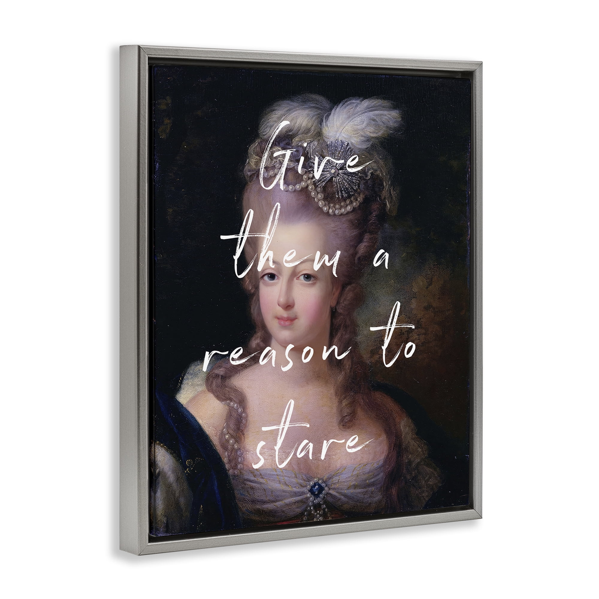 Stupell Industries Give Them A Reason To Stare Gray Framed Floater Canvas Wall Art, design by Tina LeCour