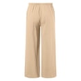 thumbnail image 4 of Faraee Boys Pull on Linen Pants Lightweight Summer Casual Beach Trousers Breathable Elastic Waist Wide Leg Outfit with Pocket 4t 5t 6t 4-15 Years Beige, 4 of 5