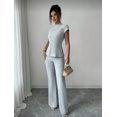 thumbnail image 2 of EASYBRA Women Casual Ribbed Two Piece Outfit Short Sleeve T Shirt and Long Pants Lounge Set Comfortable Everyday Fashion, 2 of 8