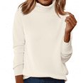 thumbnail image 2 of Turtle Neck Sweater for Women Winter Warm Wool Knit Sweater Casual Long Sleeve Pullover Turtleneck Sweaters Beige XL, 2 of 6