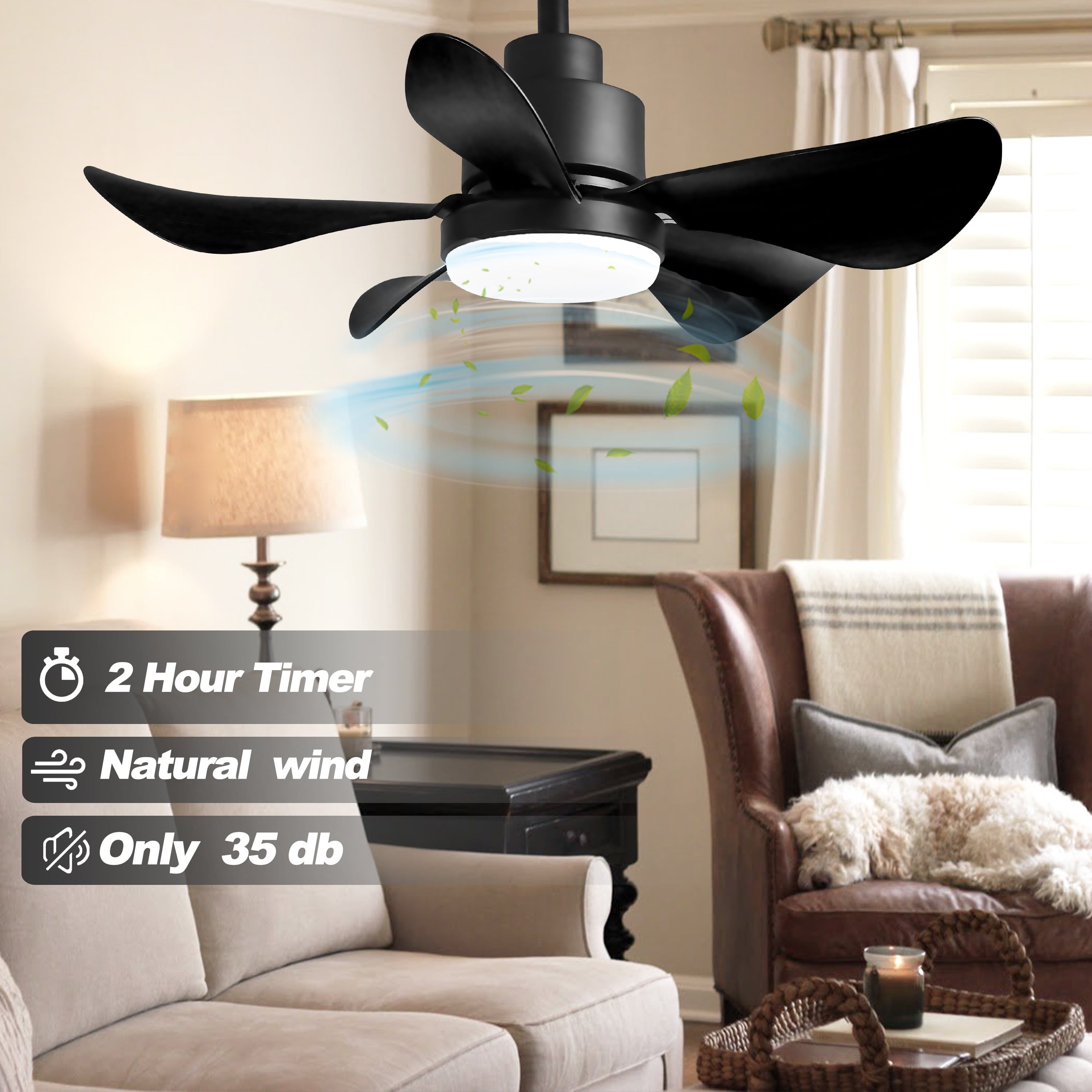 28' Ceiling Fans with Lights and Remote/App Control,Low Profile Ceiling Fans with 5 Reversible Blades 3 Colors Dimmable 6 Speeds Ceiling Fan for Bedroom Kitchen,Black Abs+Steel(Q235) Electrical