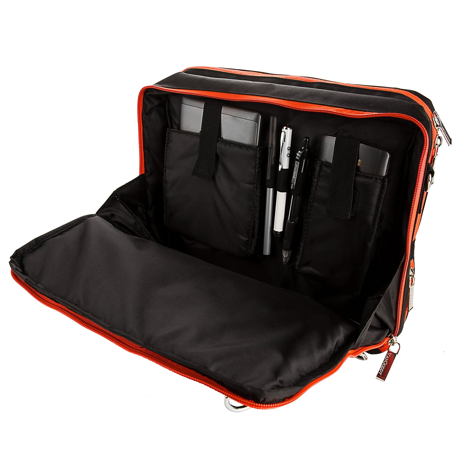 Vangoddy Laptop Briefcase Black/Orange Nylon (PT_NBKLEA284_17)