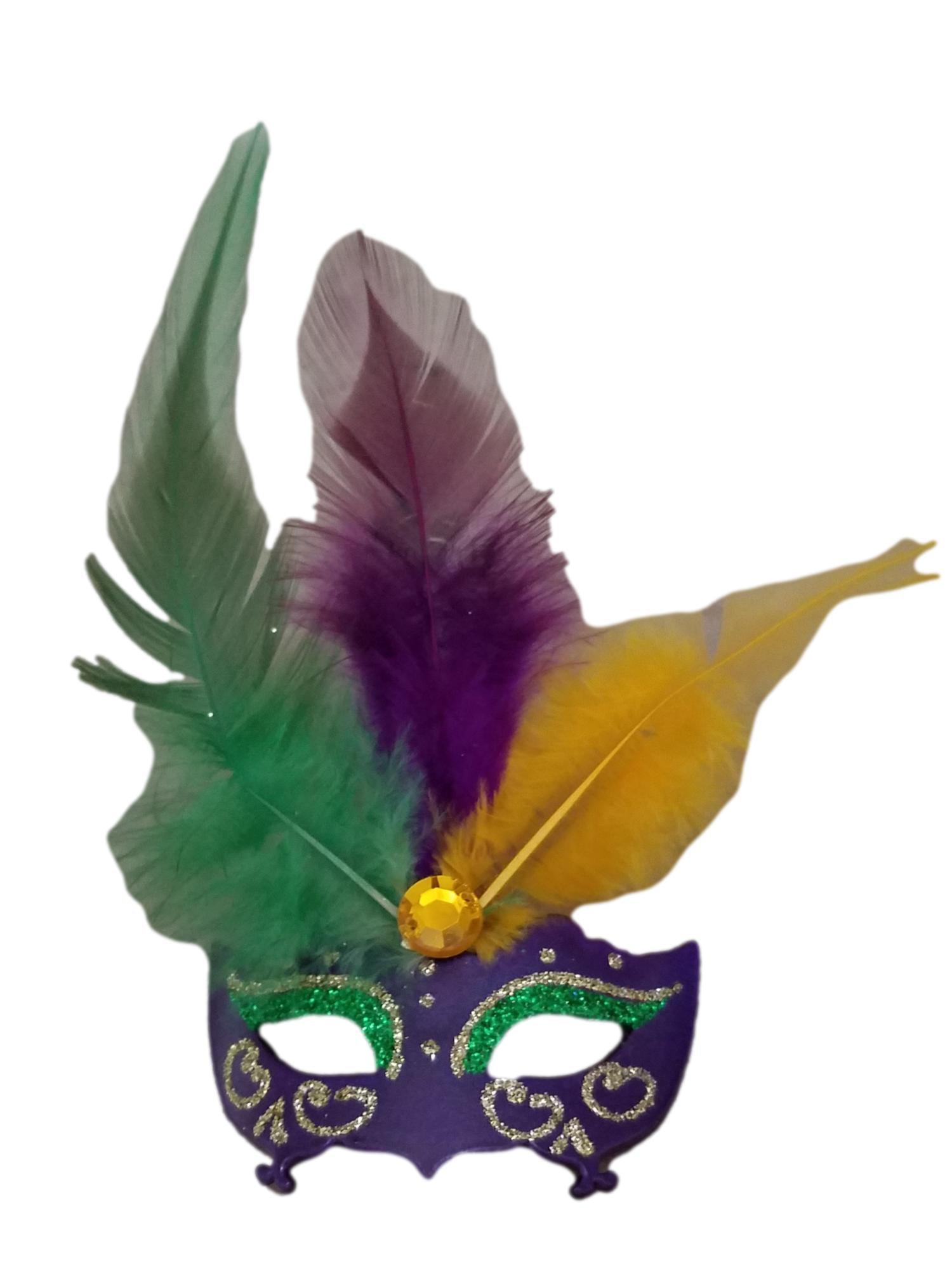 Pin Mardi Gras Feather Mask Purple Green Yellow Party Favor