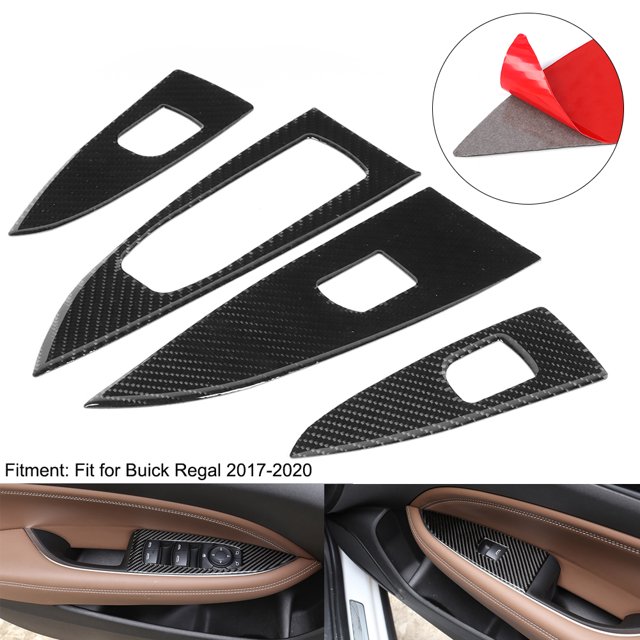 Cubierta del panel del elevalunas, 4 piezas de fibra de carbono suave, marco del botón del elevalunas, decoración interior del coche, eficiencia óptima