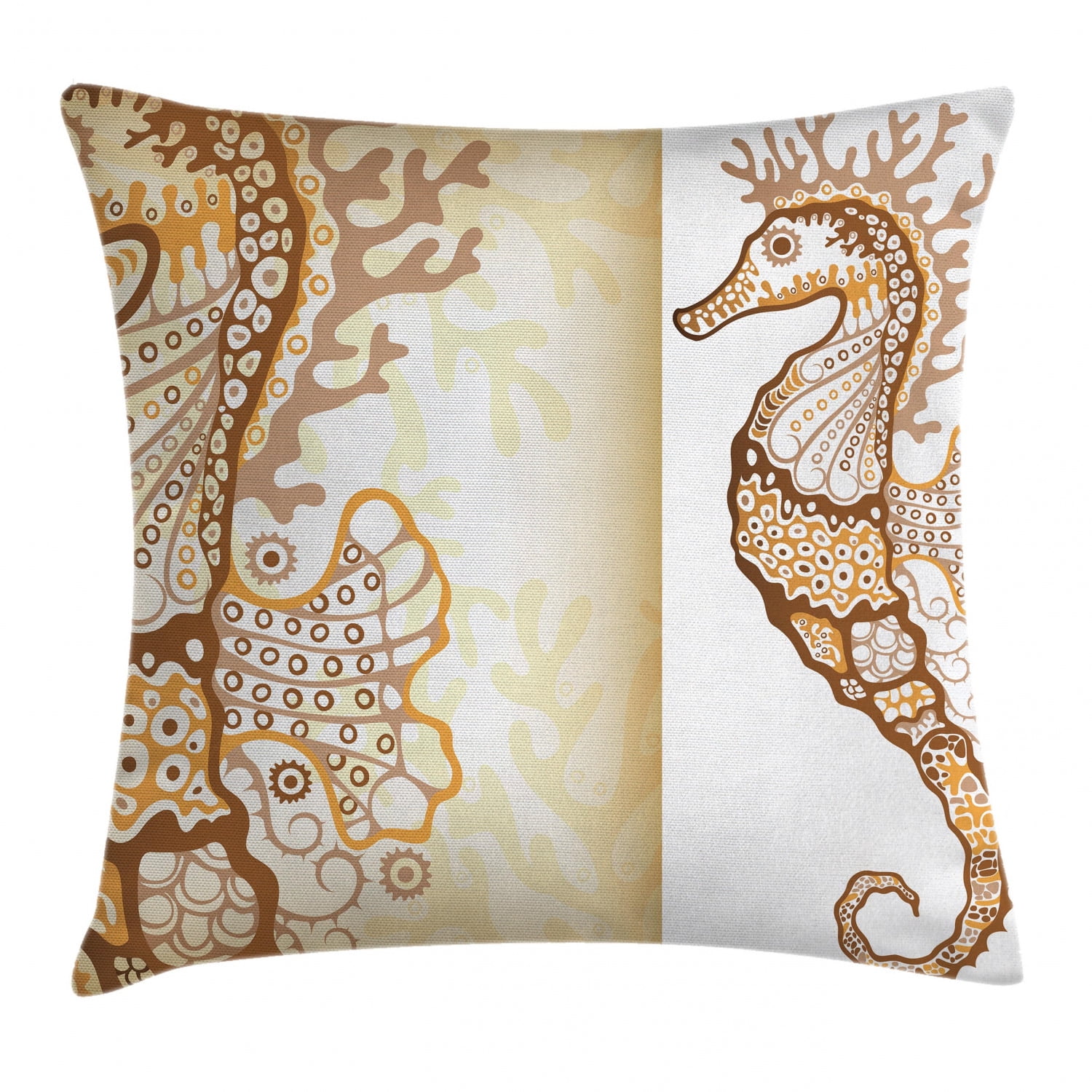 Animal Decor Throw Pillow Cushion Cover, Seahorse Figure Marine Fishes