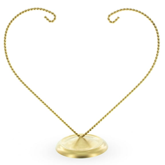 Open-Top Heart Twisted Gold Metal Ornament Display Stand 9 Inches (Poland)
