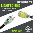 thumbnail image 2 of 50'FT BLACK Contractor Grade Outdoor Extension Cord 50' Feet Power Light Up End, 2 of 12