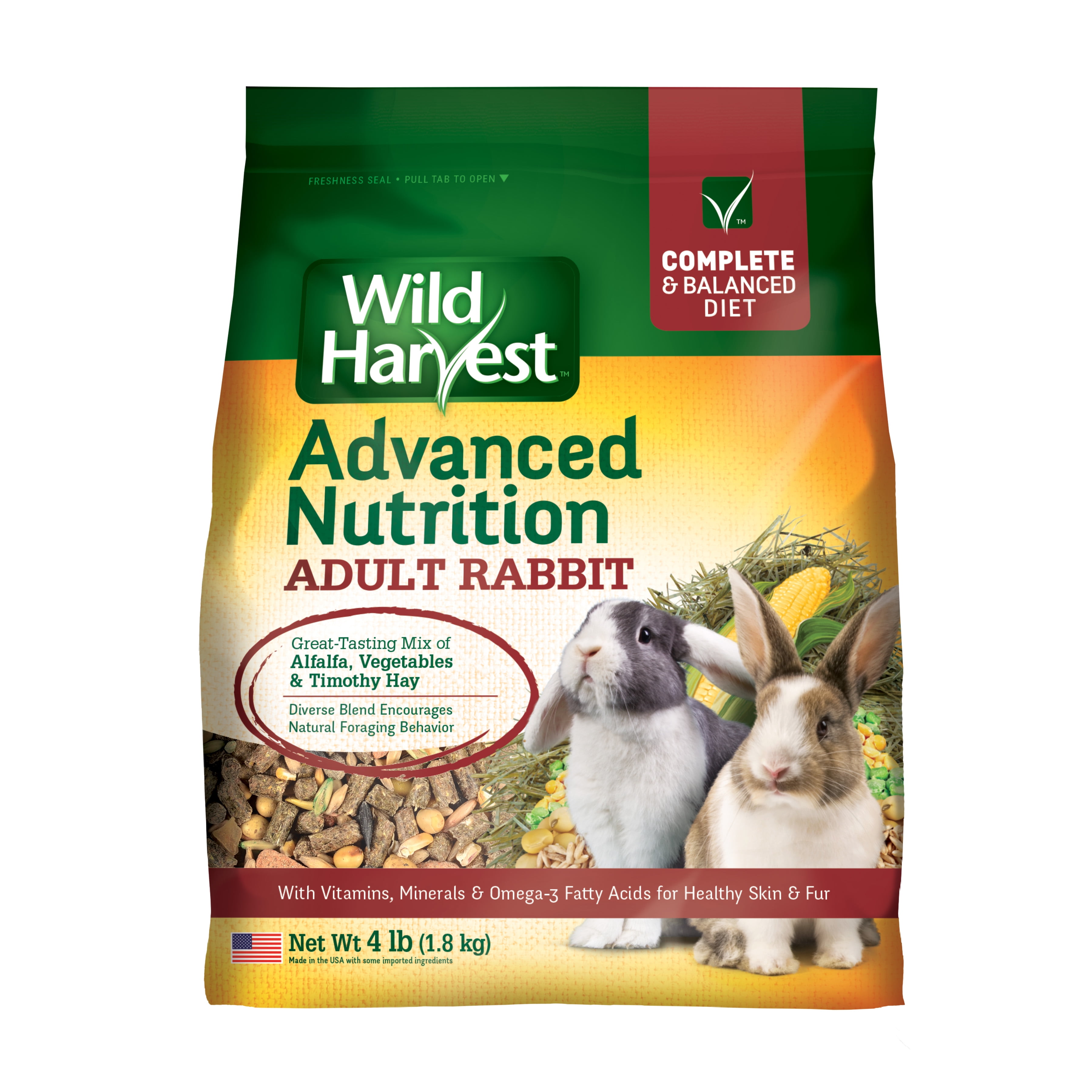 (2 pack) Wild Harvest Advanced Nutrition Adult Rabbit Complete and Balanced Diet, 4 lbs.