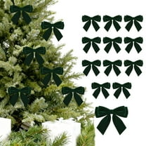 12pcs Velvet Bow Decorations - Valentine's Day & Christmas Window Decor, Festive Tree Ornament, oft Bow tickers for Home Holiday Decoration, 6*6in, Green