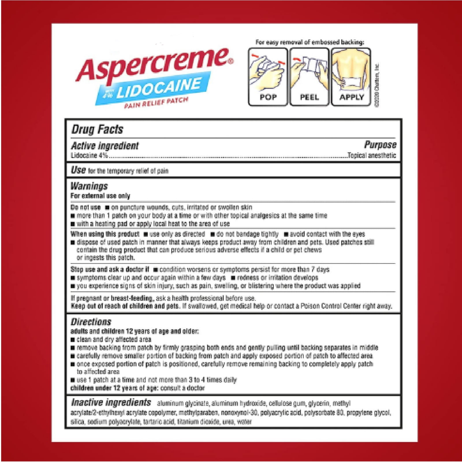 "Aspercreme Lidocaine Maximum Strength Patch Odorless, 5 Little Patches 2 Pack"
