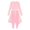 thumbnail image 6 of TiaoBug Women's Metallic Praise Lyrical Dance Costume Liturgical Worship Tunic Irregular Hem Dance Dress Pink S, 6 of 7