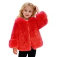 thumbnail image 2 of YMNXA Big Kids Girls Fuzzy Coat Long Sleeve Solid Color Warm Soft Thickened Jacket For Cold Weather Daily Wear Red 8-9 Years, 2 of 5
