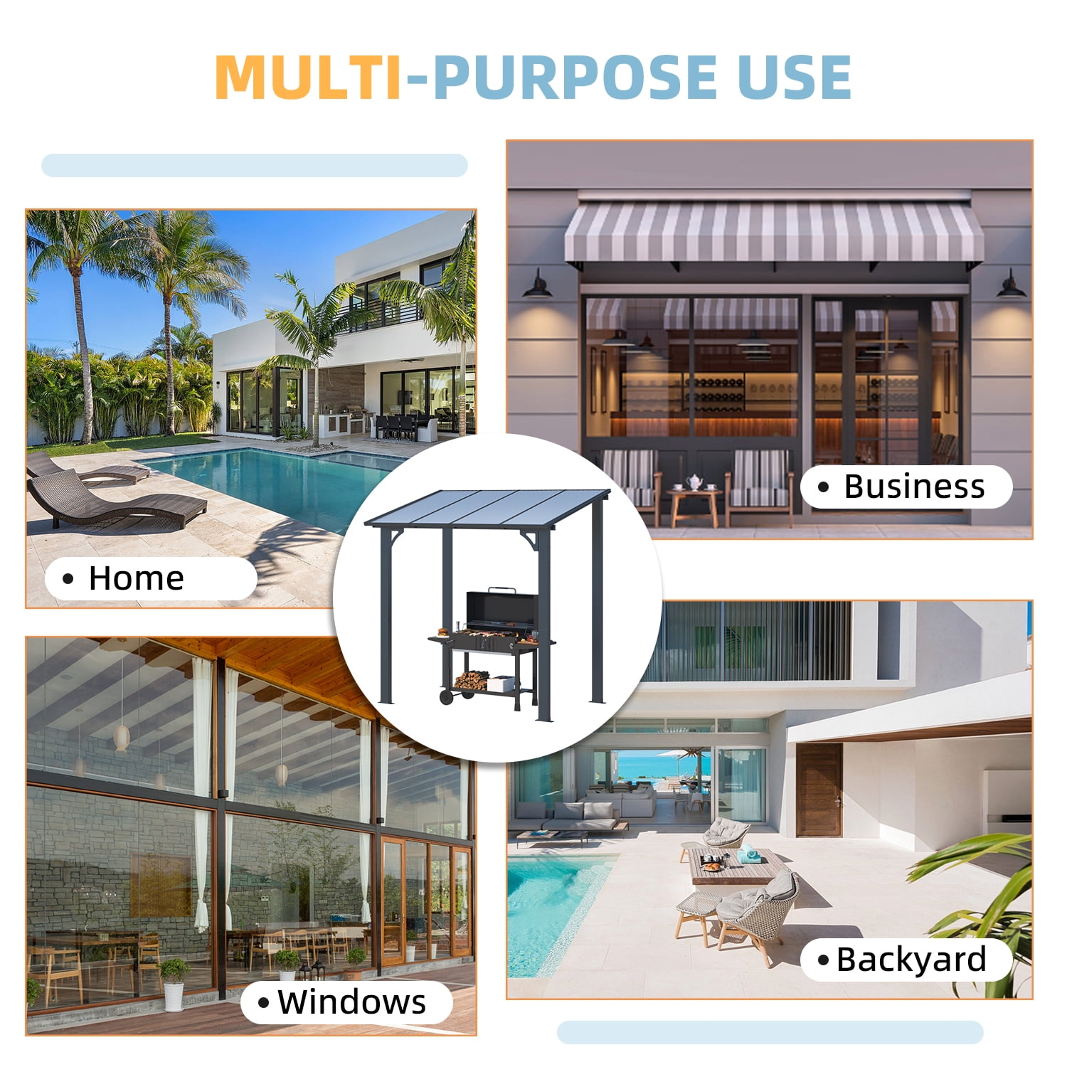 AECOJOY 5' x 8' Hardtop Gazebo Outdoor Aluminum Pergola ​For Garden, Patio, Backyard-​Black