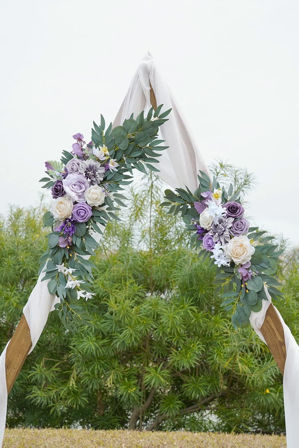 NOGIS 2Pcs Wedding Arch Flowers, Artificial Purple Wedding Flowers for Wedding Welcome Signs Decorations and Arch Flowers for Wedding Ceremony Reception (Purple)