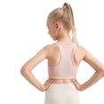 thumbnail image 2 of 5-12T Girls Athletic Tanks Top Racerback Crop Tops Sleeveless Yoga Cami Tops for Running Dance Gymnastics, 1 Pack, Pink, 2 of 6