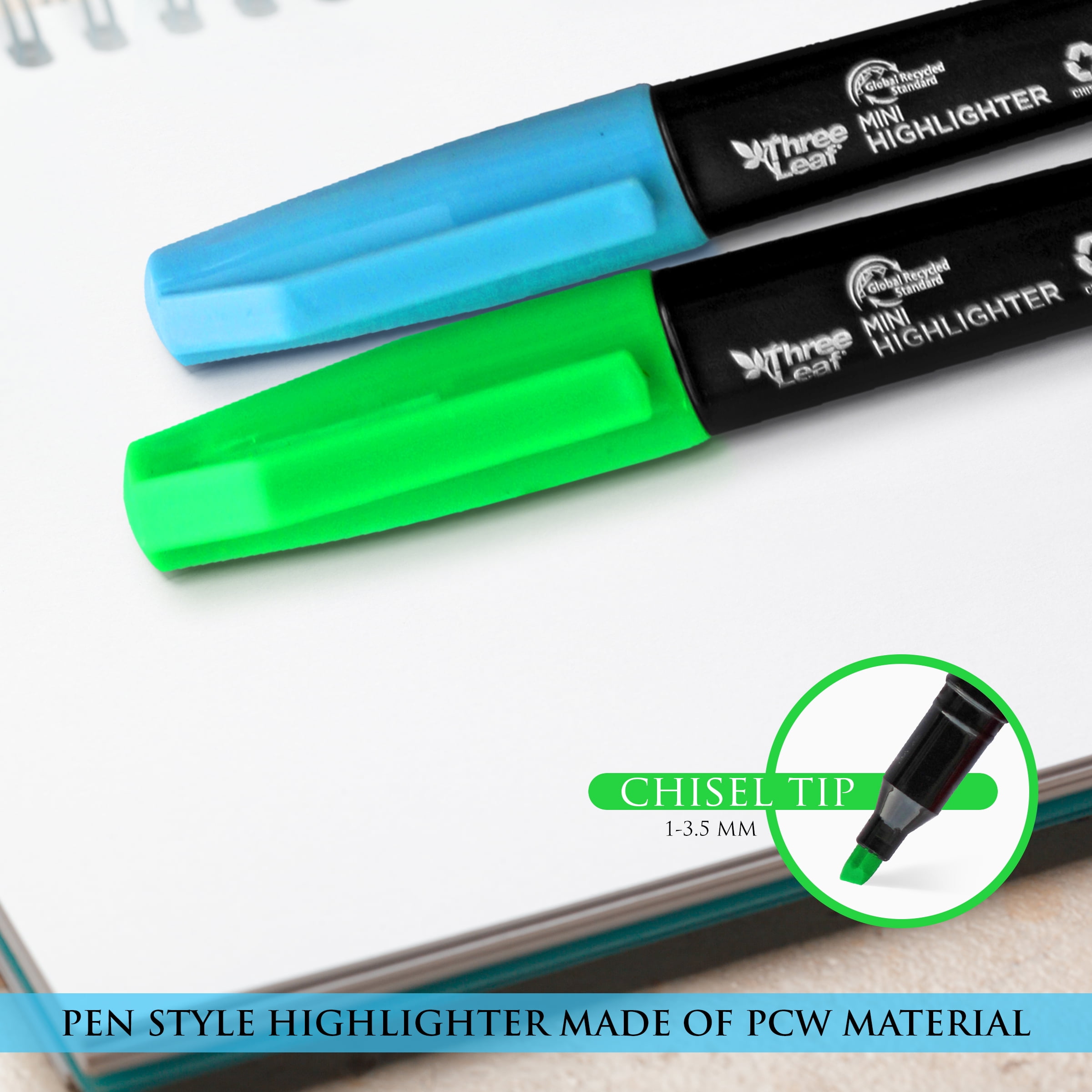 Three Leaf Mini Highlighter 10 Ct., Pack Of 72, Assorted Color, Chisel Tip. Ideal Highlighter for Organizing and Coloring, Dry-Quickly Non-Toxic Highlighter, Suitable for Offices, Schools, Home.