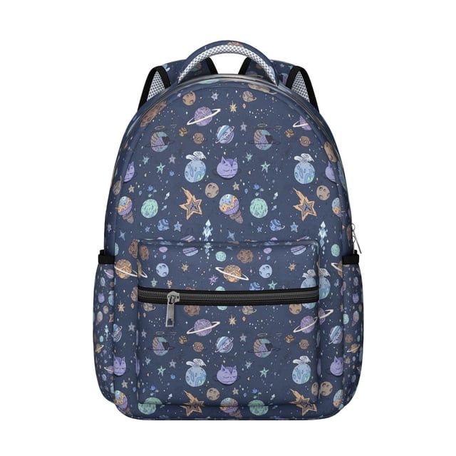 Celestial Sci-fi Lovers Students Backpack Galaxy Outer Space Nebula Cosmic Design, Durable and Adjustable Strap School Bag