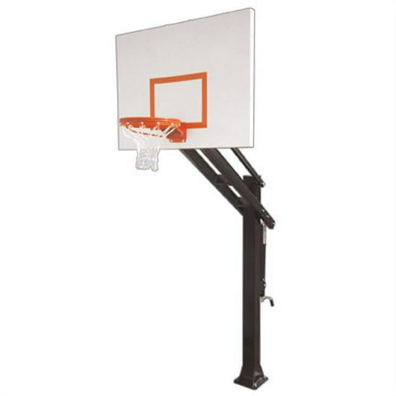 Titan Impervia Steel-Aluminum In Ground Adjustable Basketball System, Navy Blue