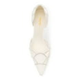 thumbnail image 2 of XYD Women Elegant Crystal Studs Wedding Pointed Toe Pumps Petal Waved Mid Heels D'Orsay Bridal Shoes Size 7 White Satin, 2 of 4