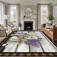 thumbnail image 2 of Spring Floral Area Rugs Collection 5'x7', Pastoral Bottle Flowers Wood Brown Plaid Non Slip Indoor Rectangle Throw Runner Rug Floor Mat Carpet for Living Room Dining Table Bedroom Nursery, 2 of 9