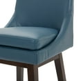 thumbnail image 3 of CHITA 26 inch Upholstered Swivel Faux Leather Counter Bar Stools with Back & Wood Legs Set of 2, Dark Blue, 3 of 9