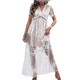 thumbnail image 3 of Vestido de Novia de Encaje Floral con Cuello en V y Corta para Mujer, Vestido para Dama de , Cóctel o Fiesta M, 3 of 10