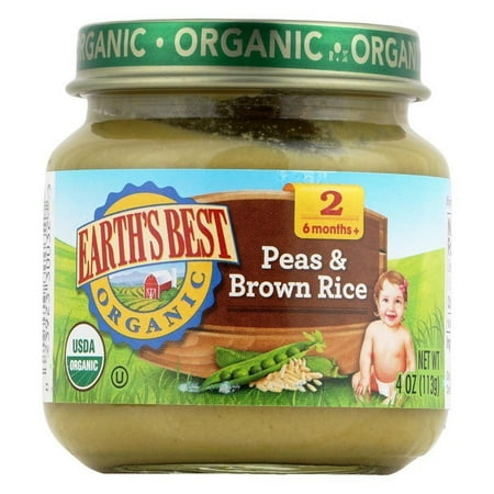 Earth's Best Organic Peas And Brown Rice Baby Food - Stage 2 - Pack of 12 - 4 (Best Rice For Indian Food)