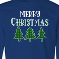 thumbnail image 4 of Inktastic Merry Christmas Green Plaid Christmas Trees Long Sleeve Youth T-Shirt, 4 of 5