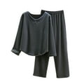 thumbnail image 3 of Nfurl Women's Pajamas Sets Comfy Long Sleeve Tops and Pants Petite Loungewear Ladies Fall Winter 2 Piece Matching Pjs Sets Gray L, 3 of 5