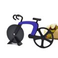thumbnail image 1 of Cortador de pizza con diseño de bicicleta, ruedas de acero inoxidable, color azul, ideal para cortar pasteles y decorar tu cocina., 1 of 6