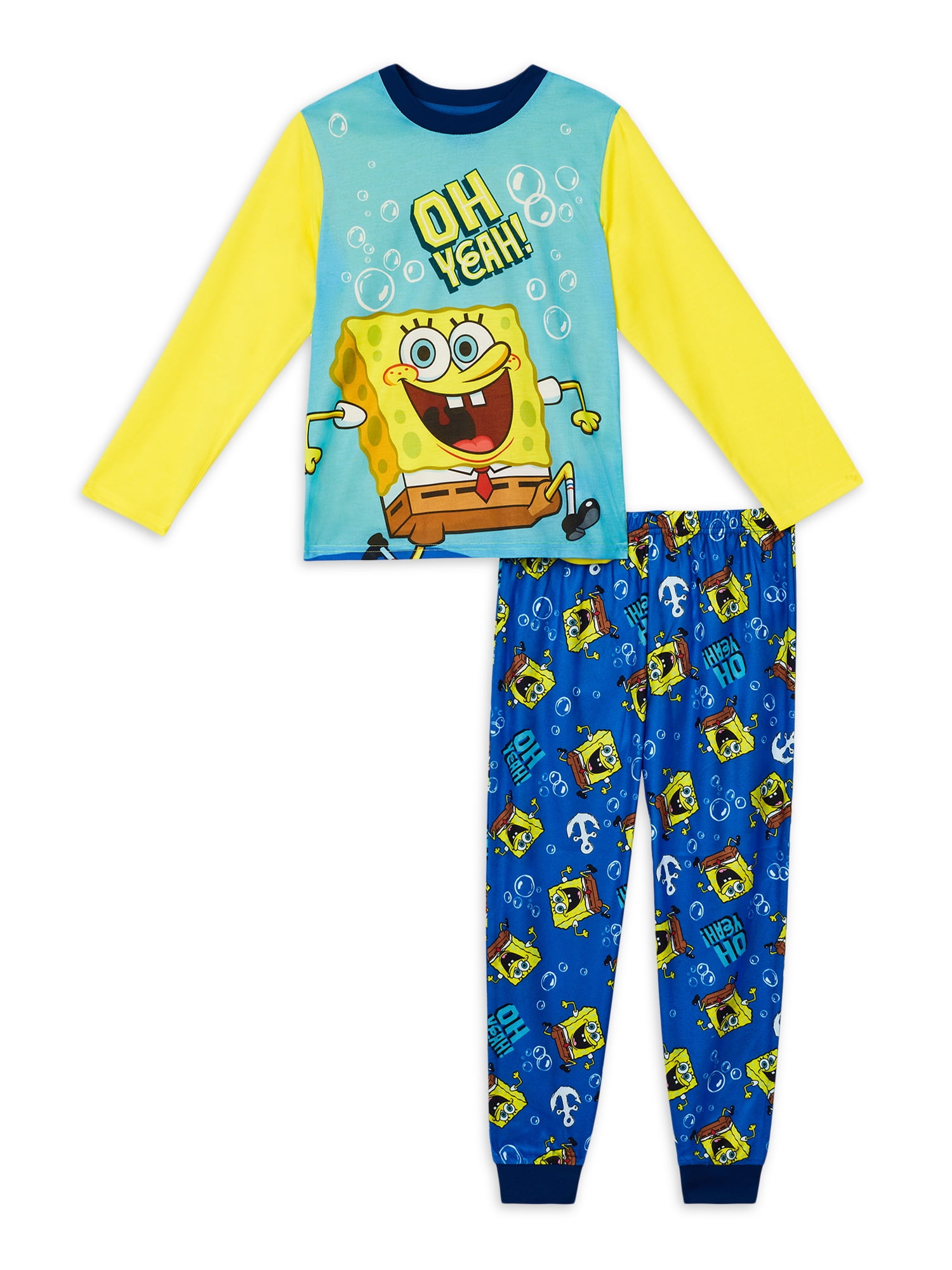 SpongeBob SquarePants Spongebob Boys Long Sleeve Pajamas Set, 2-Piece, Sizes 4-12