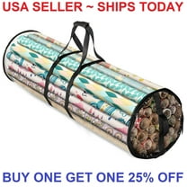 Christmas Wrapping Paper Storage Bag Organizer in Durable Plastic 41 Inch 24 Roll